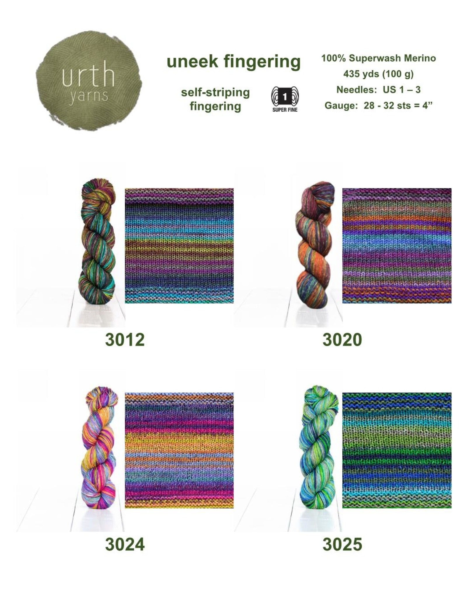 Uneek - Urth Yarns - Fingering Self Striping Yarn