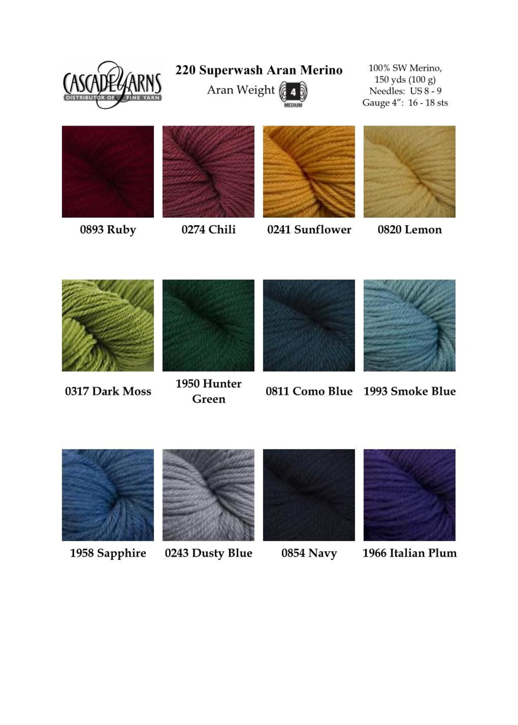 Cascade Yarns Cascade 220 Aran SW Merino