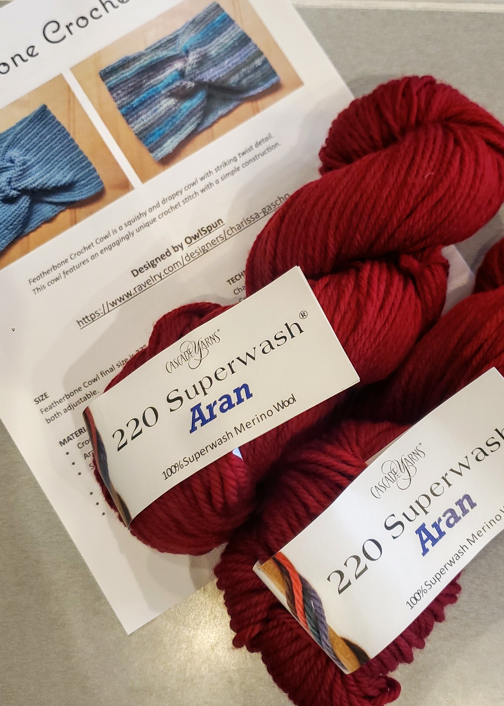 Stranded by the Sea Owl Spun Featherbone Crochet Cowl Kit in 220 Superwash Aran Merino
