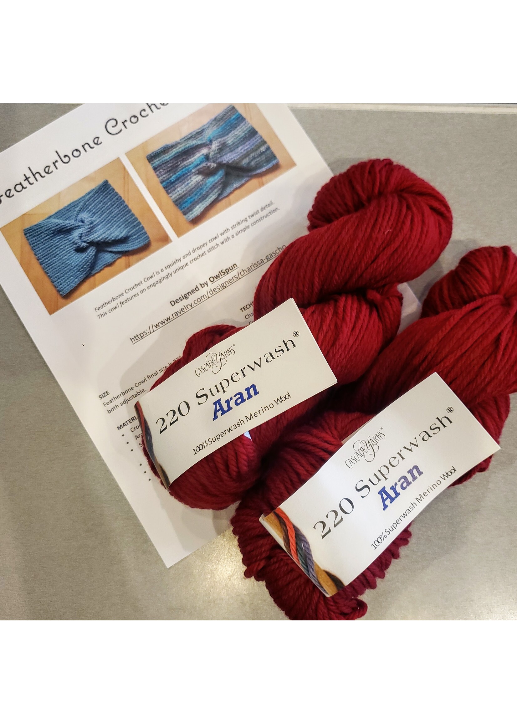 Stranded by the Sea Owl Spun Featherbone Crochet Cowl Kit in 220 Superwash Aran Merino