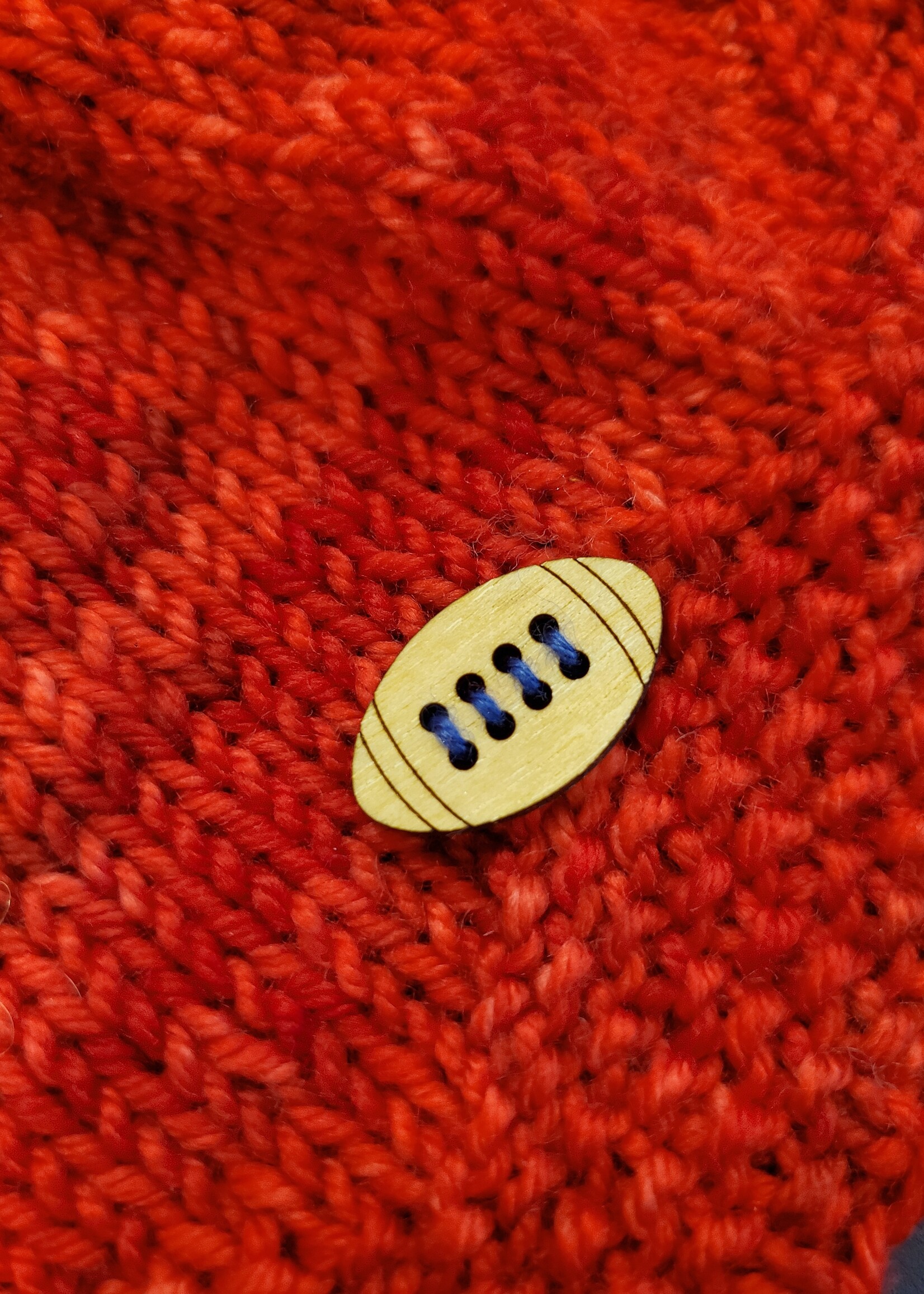 Stranded by the Sea Wooden Football Button 15mm