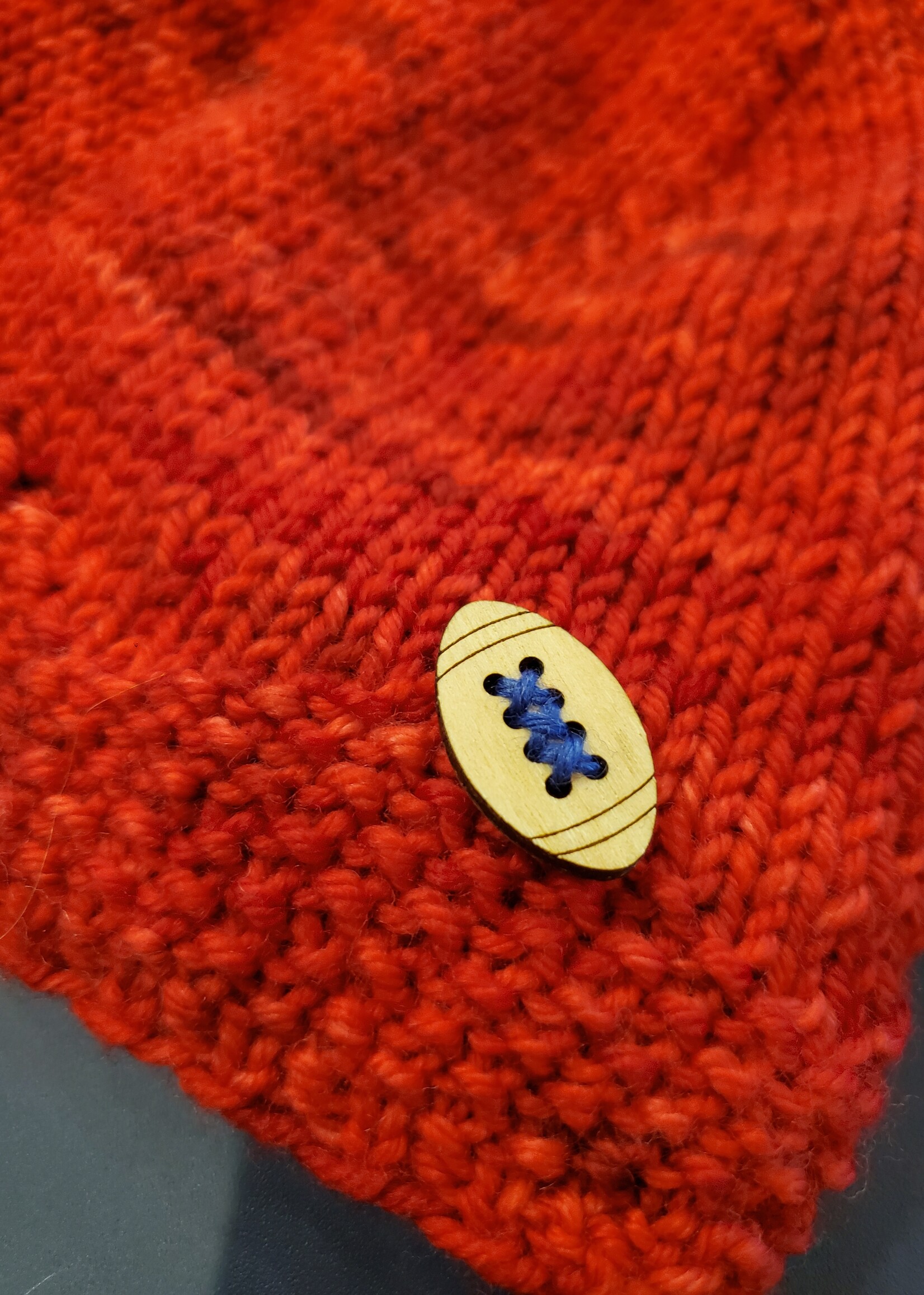 Stranded by the Sea Wooden Football Button 15mm