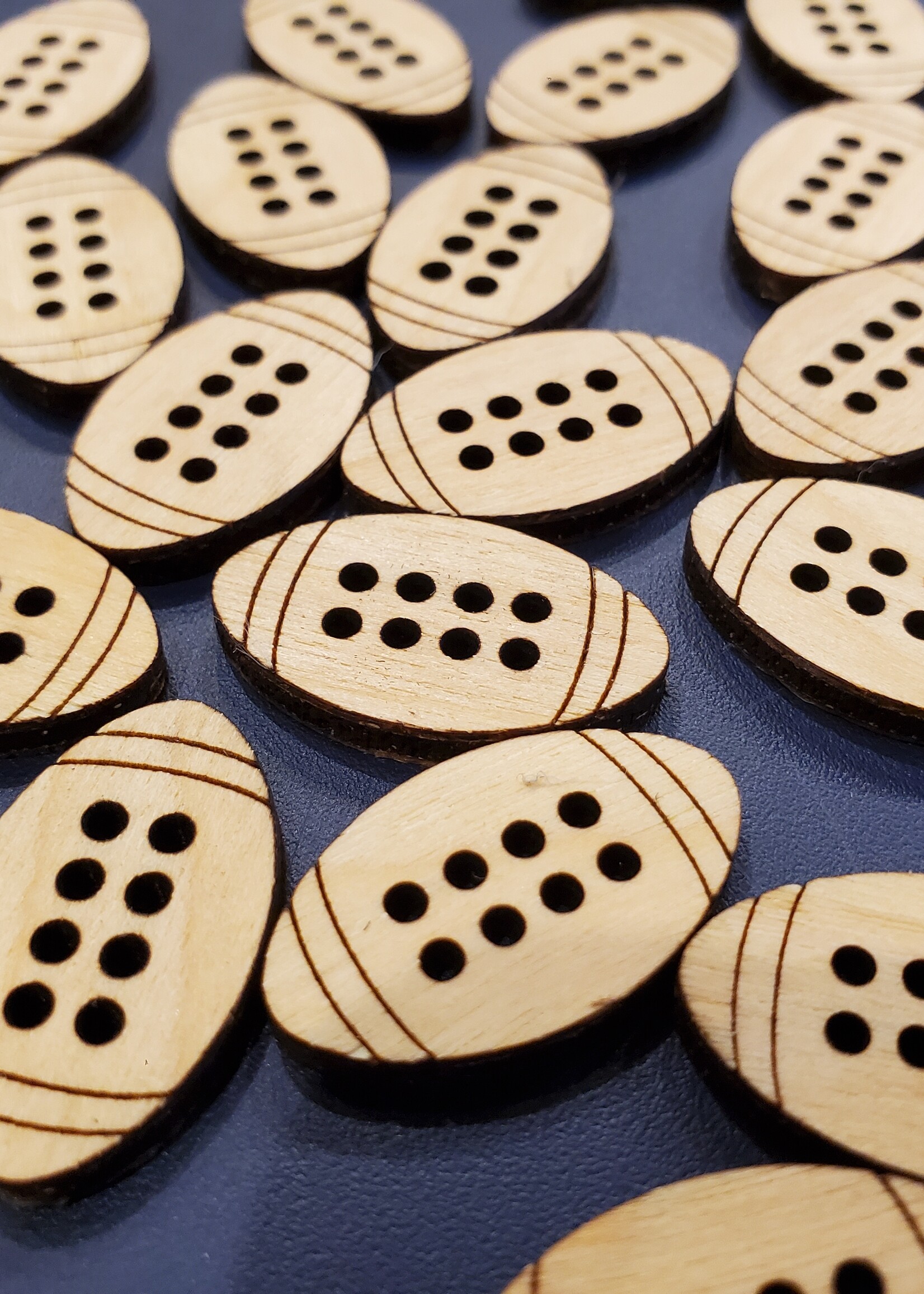 Stranded by the Sea Wooden Football Button 15mm