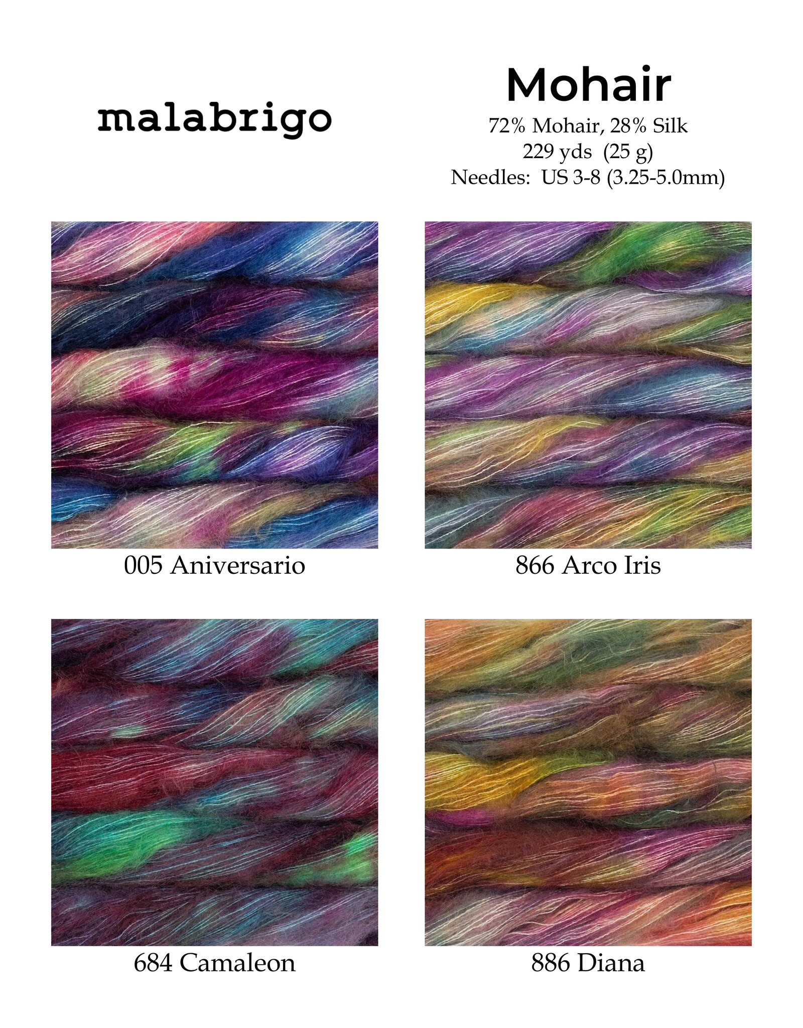 Malabrigo Mohair Yarn - 866 Arco Iris