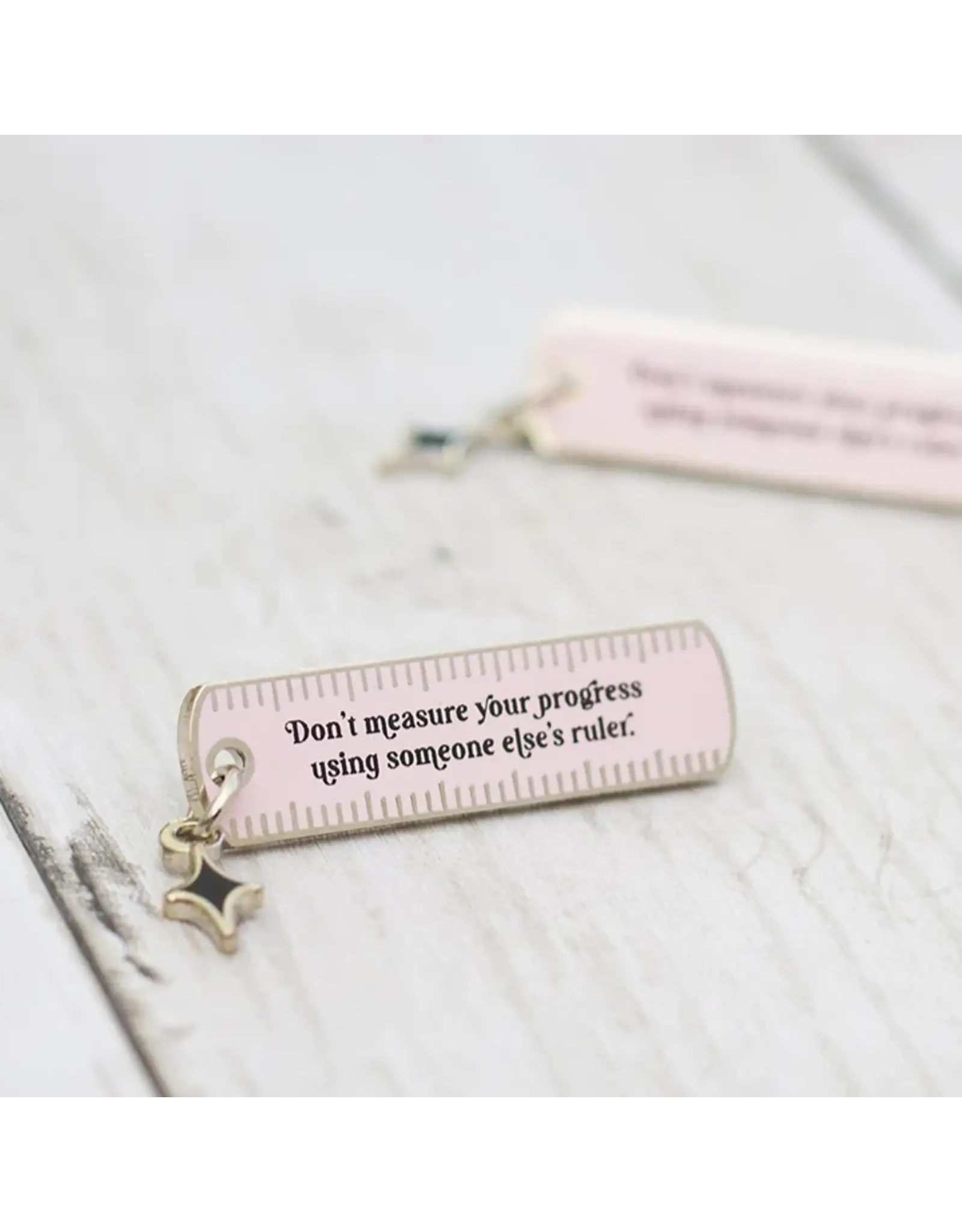 Gray Muse Progress Ruler with Charm Enamel Pin