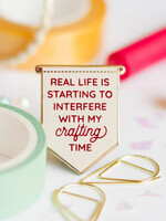 Gray Muse Crafting Time Banner Enamel Pin