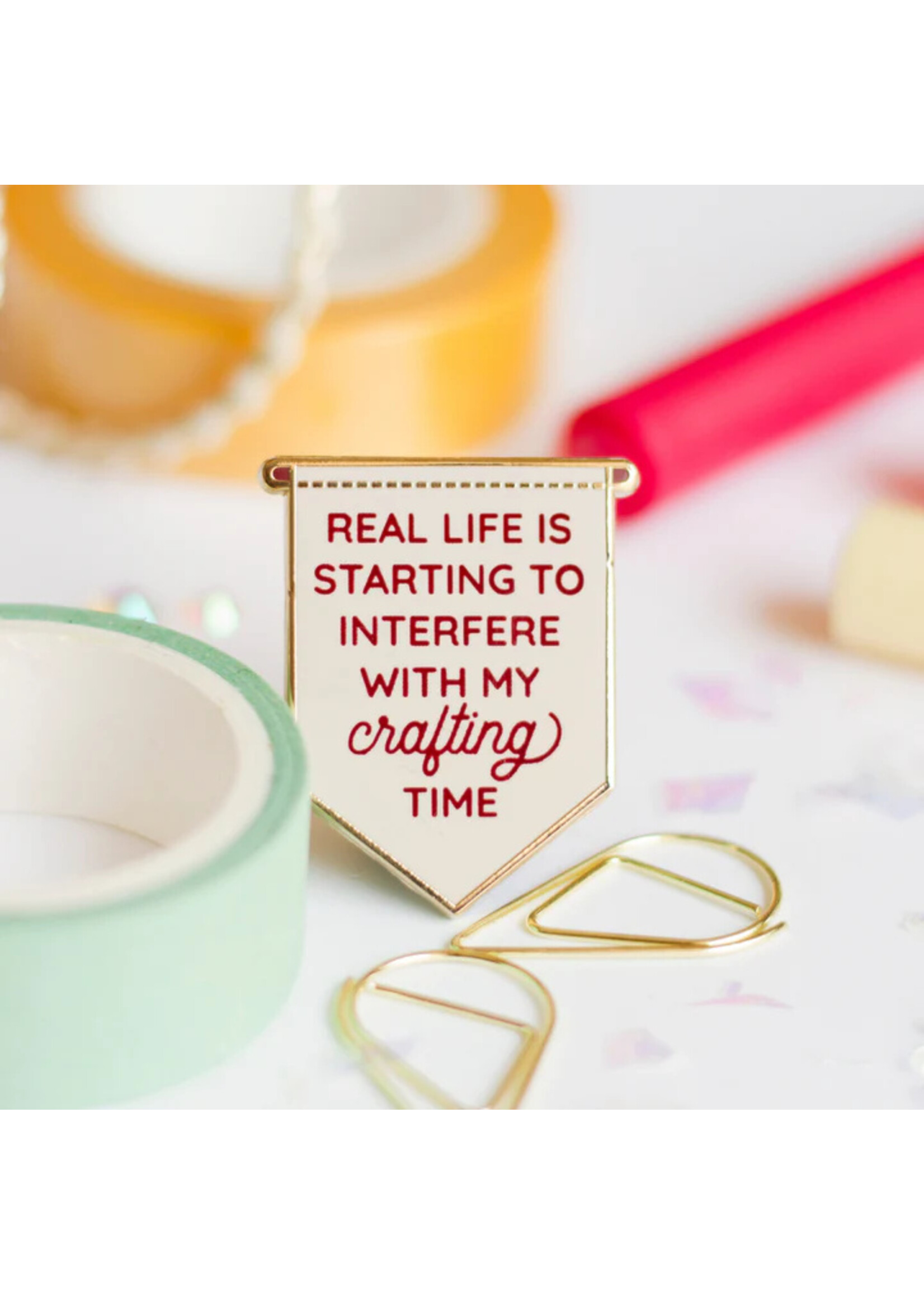 Gray Muse Crafting Time Banner Enamel Pin