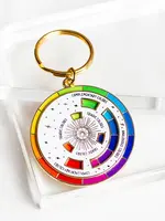 Gray Muse Color Wheel Enamel Keychain White & Gold