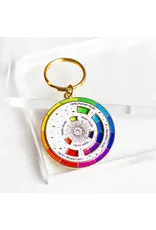 Gray Muse Color Wheel Enamel Keychain White & Gold