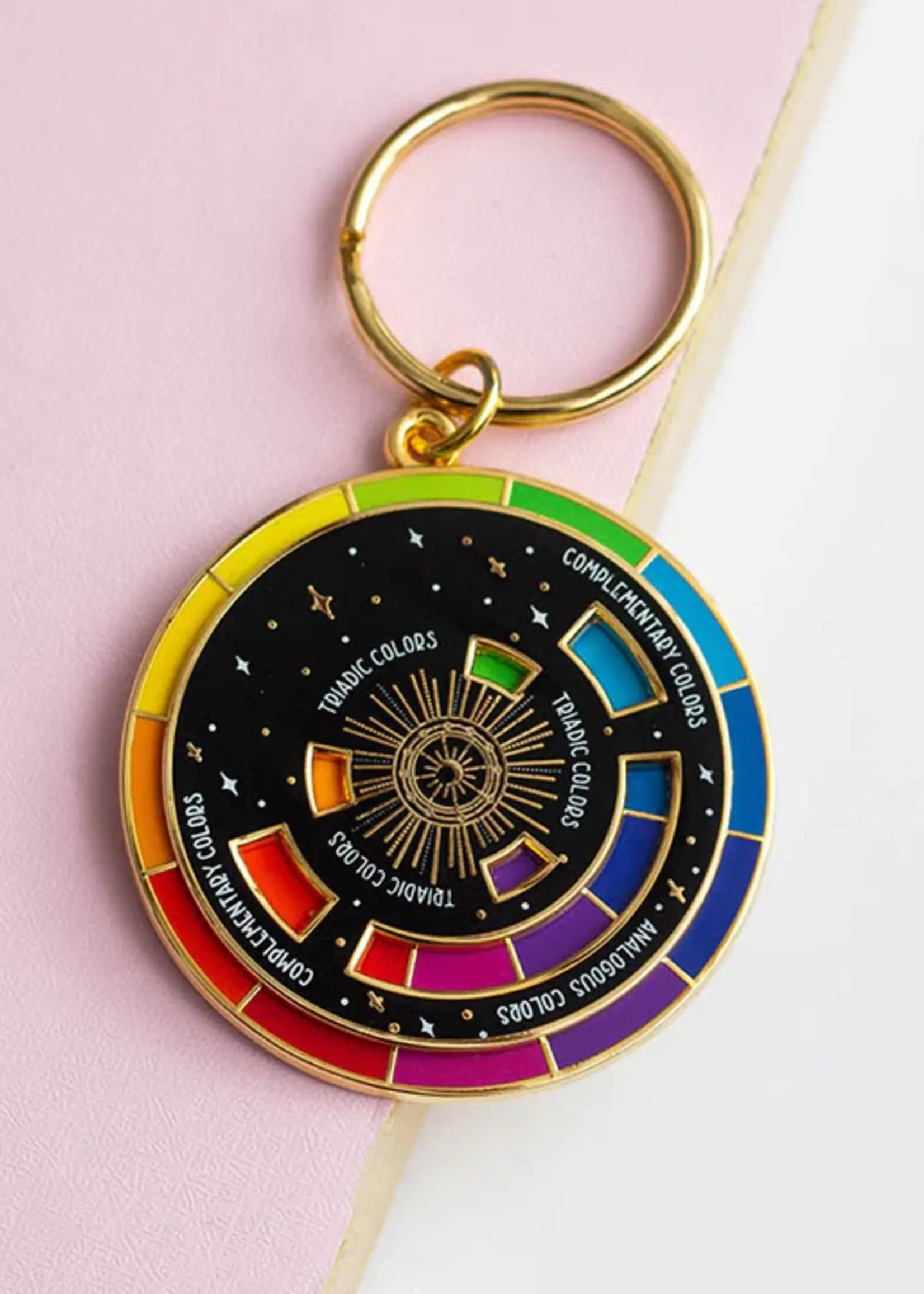 Gray Muse Color Wheel Enamel Keychain Black & Gold