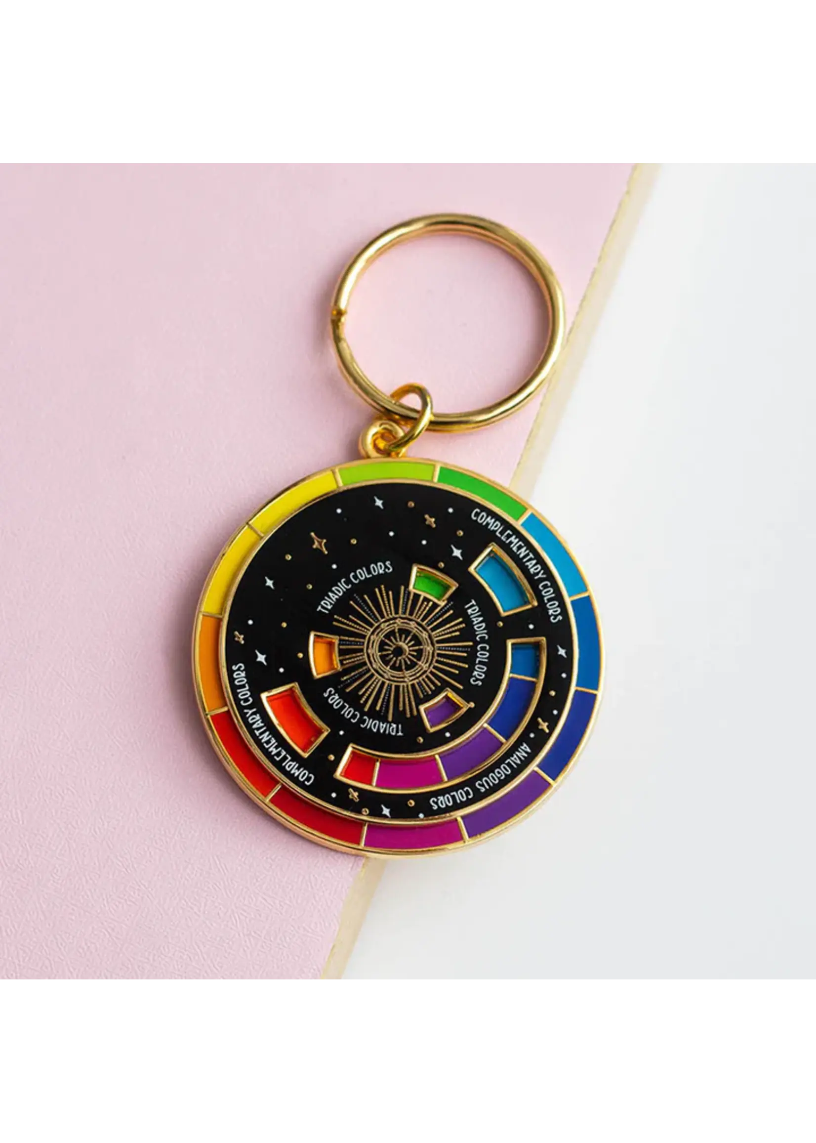 Gray Muse Color Wheel Enamel Keychain Black & Gold
