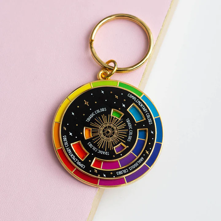 Color Wheel Enamel Keychain Black Gold Stranded by the Sea