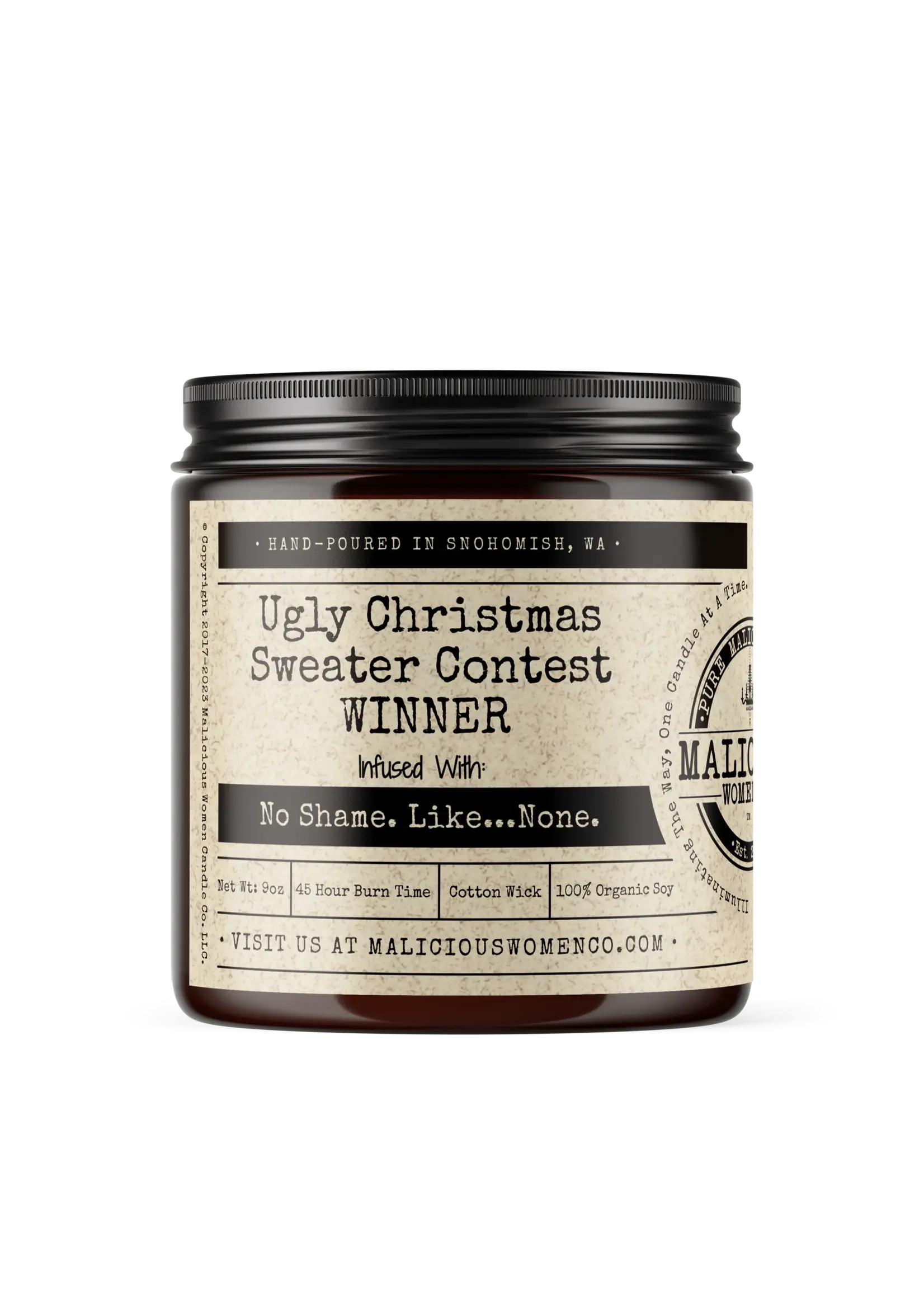 Malicious Women Co Ugly Christmas Sweater Contest Winner Candle by Malicious Women Co