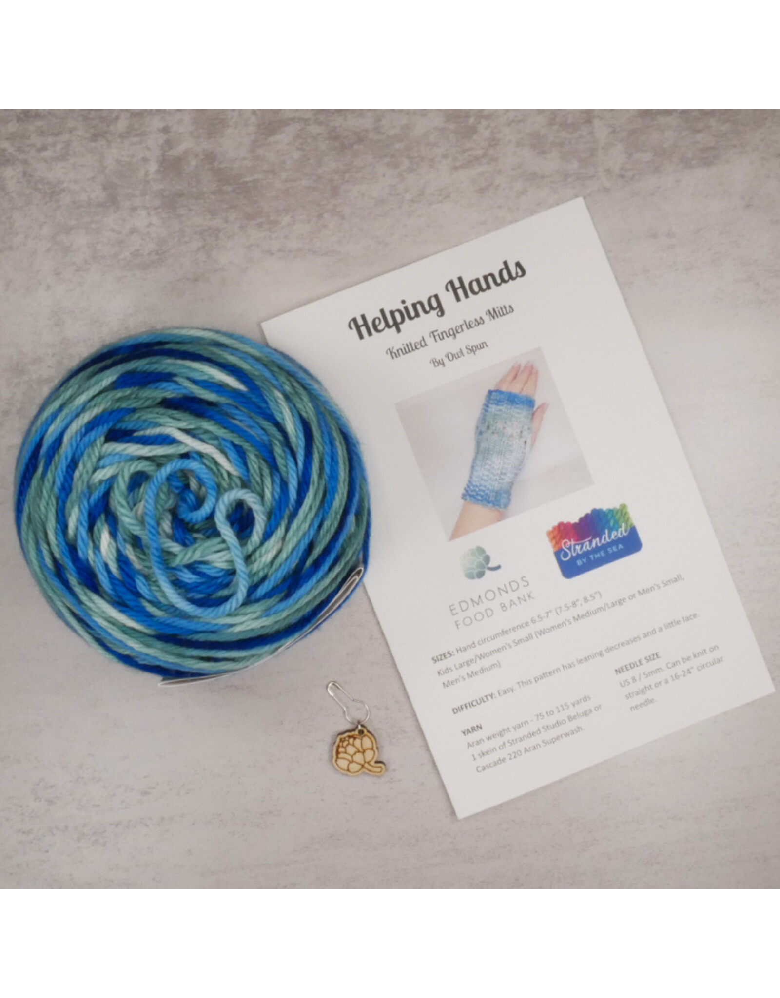 Benefiting Edmonds Food Bank Helping Hands Mitts Hand-Dyed Yarn Kit