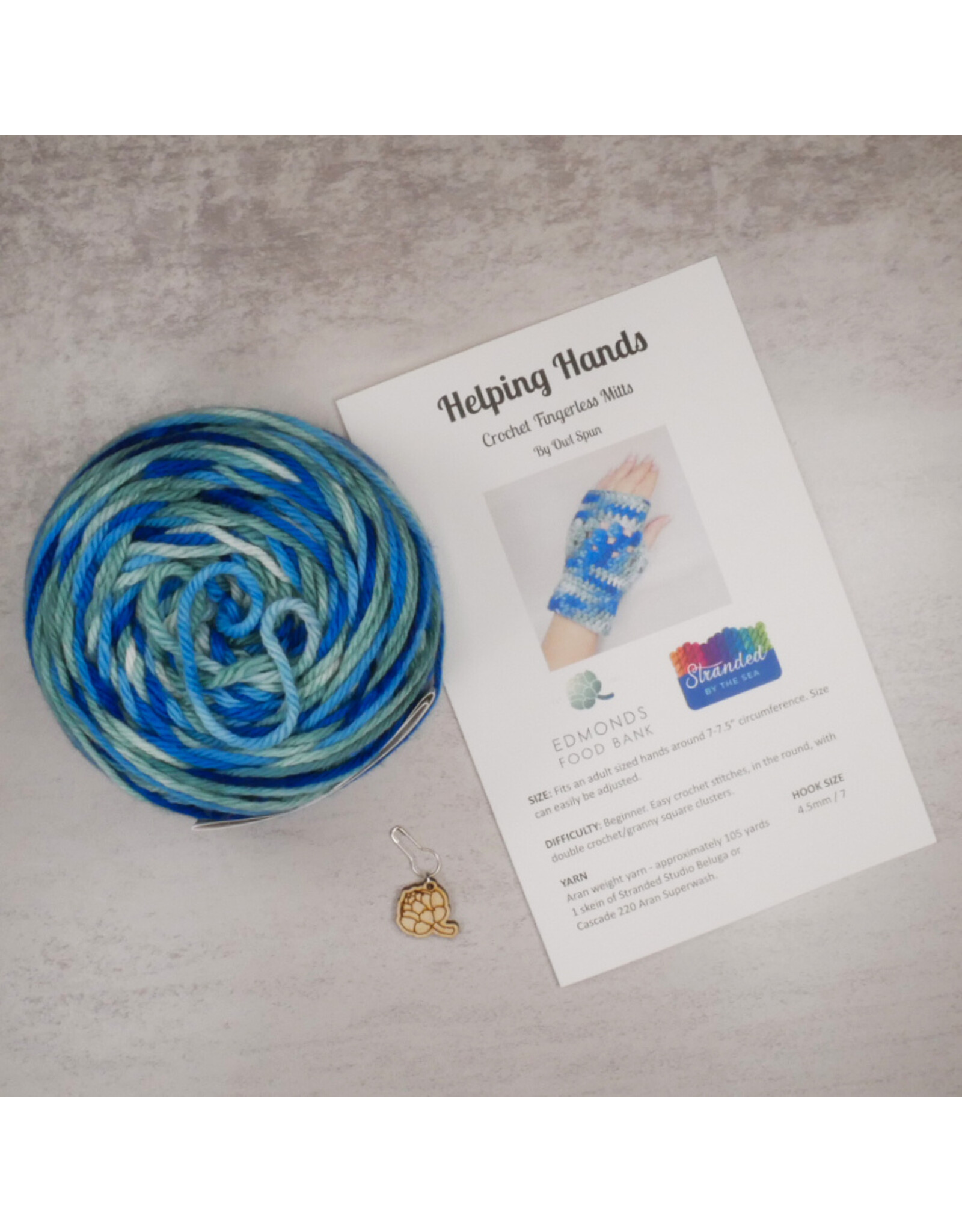 Benefiting Edmonds Food Bank Helping Hands Mitts Hand-Dyed Yarn Kit