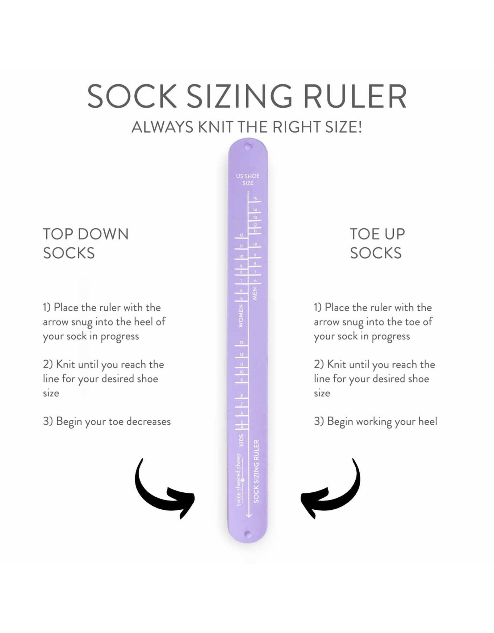 twice sheared sheep tss Sock Sizing Ruler
