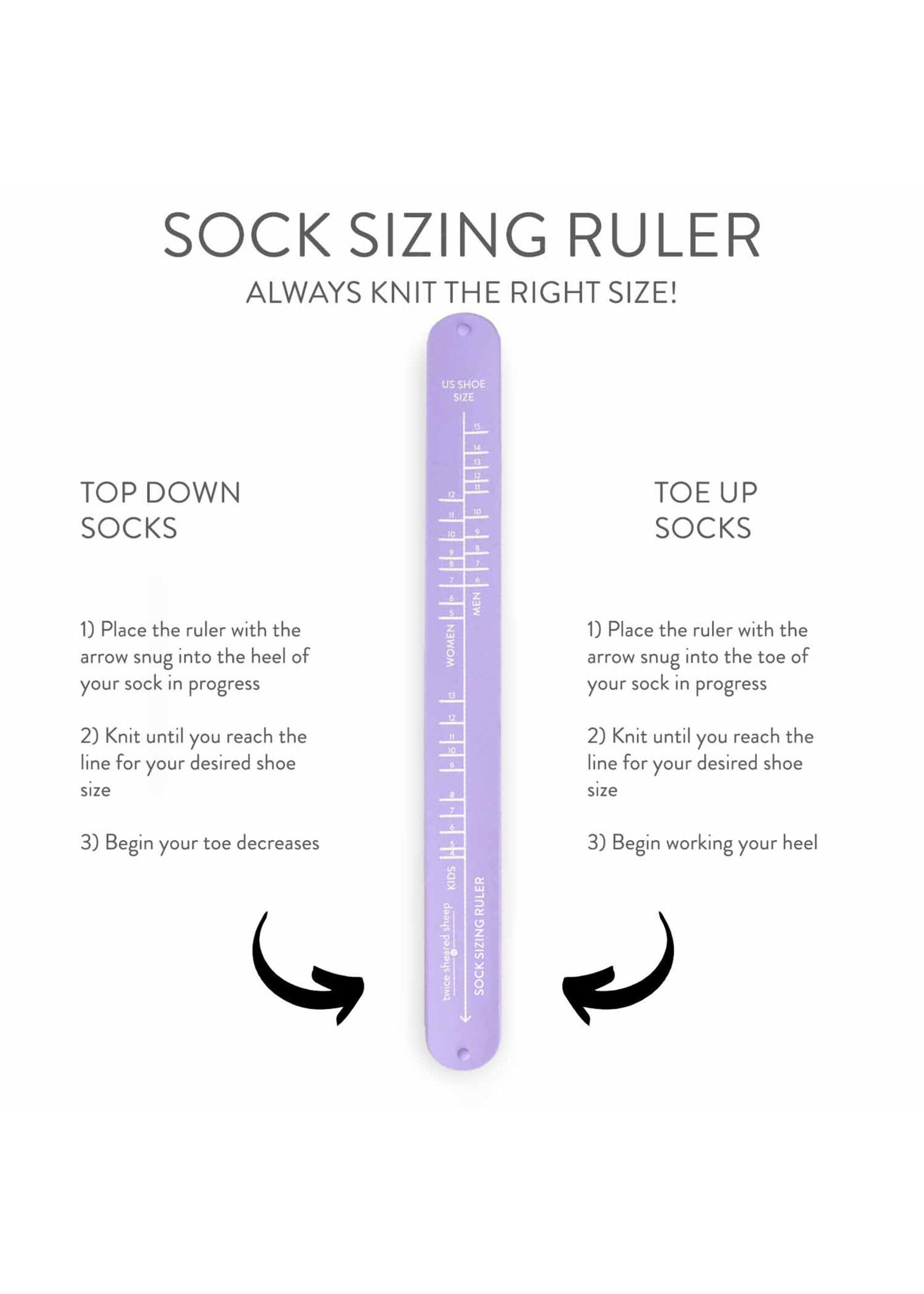 twice sheared sheep tss Sock Sizing Ruler