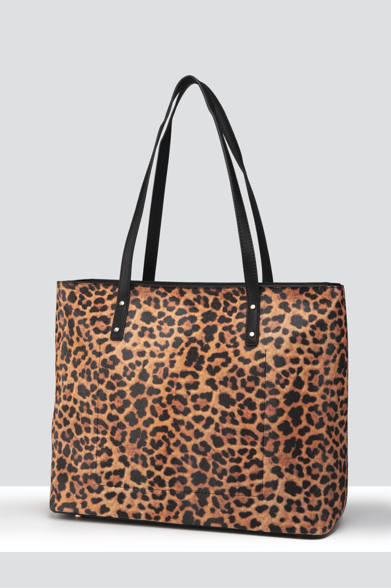 EVELYN UNLINED SHOPPER - LEOPARD/BLACK - Madison Accessories