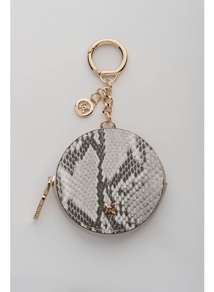 MADISON Lottie Circle Coin Case Clip on - Taupe Python-Print