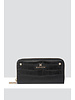 MADISON Mila Zip Around Gusseted Wallet With Front Tab - Black Croc-Emboss