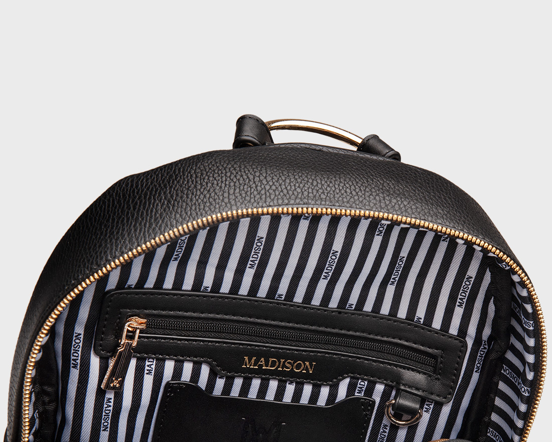 LIBBY ZIP TOP BACKPACK - BLACK - Quilt 
