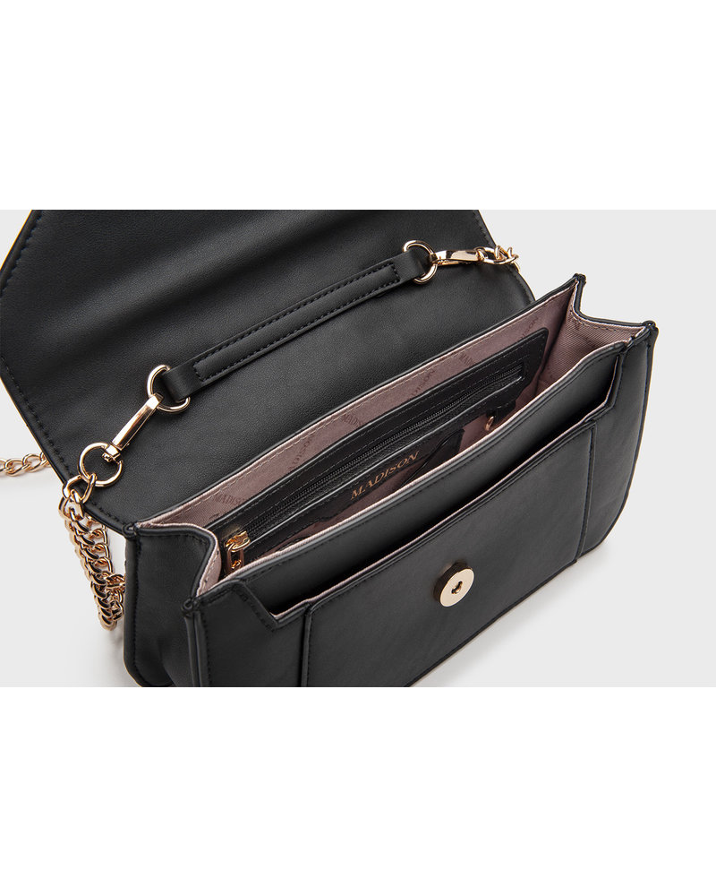 MADISON Lucy Flap Over Clutch - Black