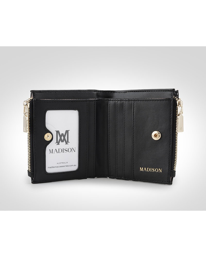 MADISON Arabella Small Double Zip Pocket Wallet - Black