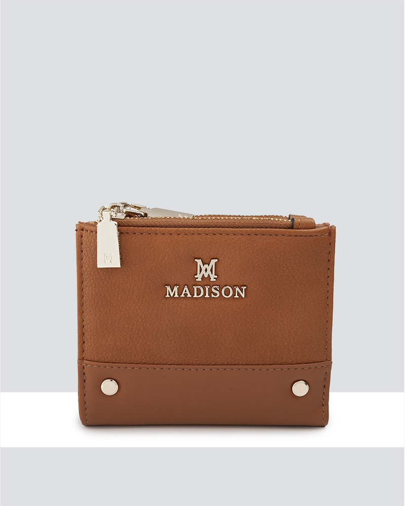 MADISON Arabella Small Double Zip Pocket Wallet - Tan