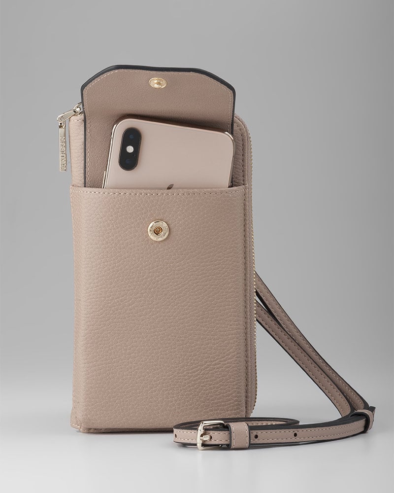 MADISON Hallie Large Tech Wallet Sling - Taupe