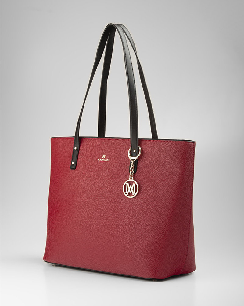 MADISON Evelyn Unlined Shopper Tote - Red/Black