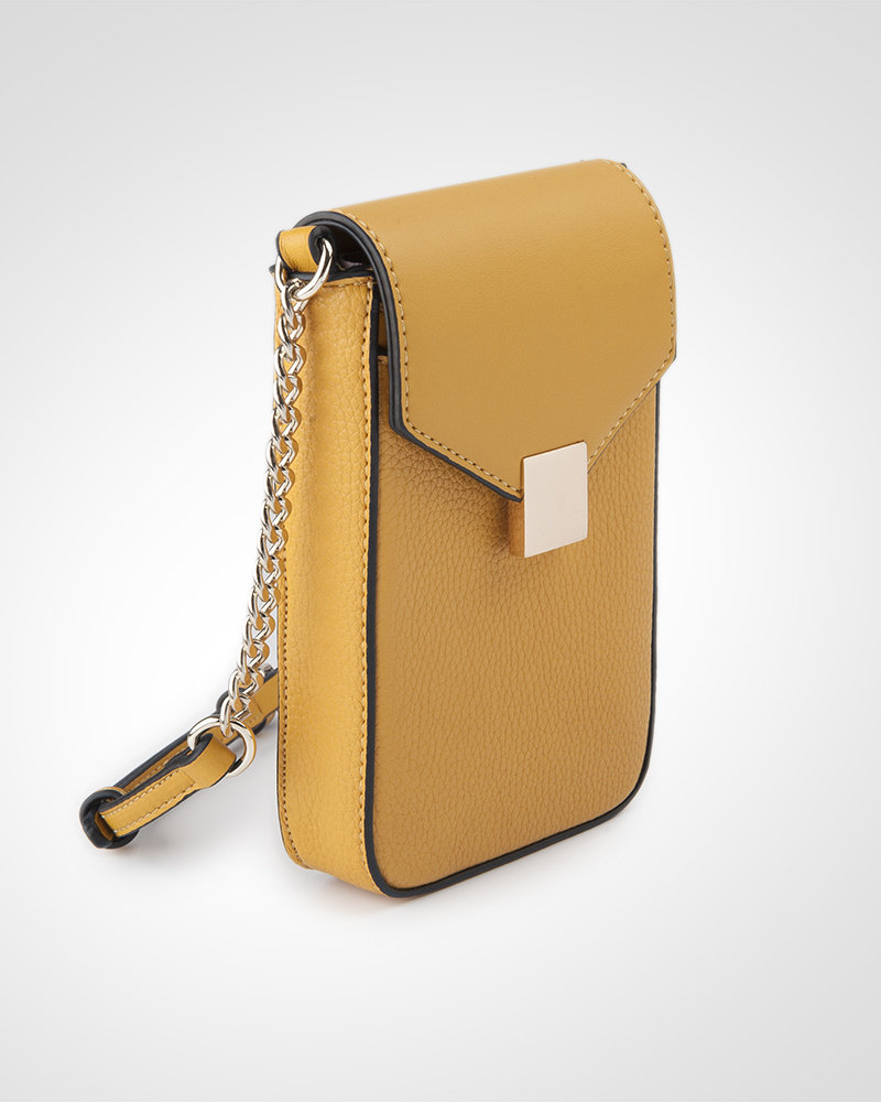 MADISON Lia Flapover Phone Bag Mini Tech Crossbody - Yellow