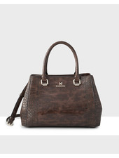 MADISON Penny 3 Compartment Satchel - Brown CrocEmboss