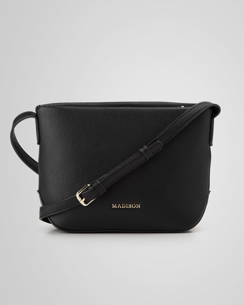 MADISON Gillian Weave Crossbody Bag - Black