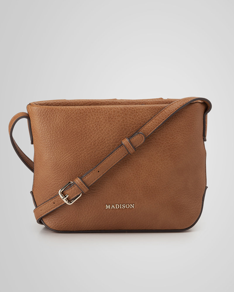 MADISON Gillian Weave Crossbody Bag - Dk Tan