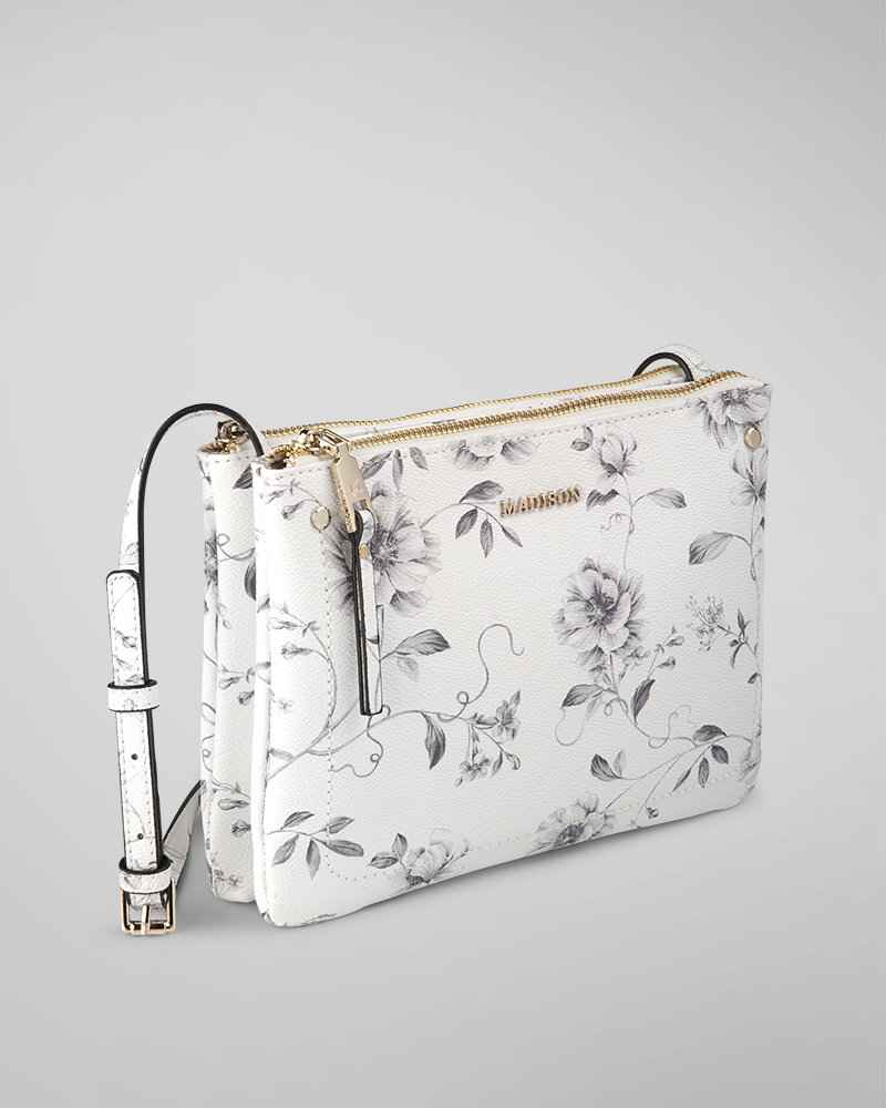 MADISON Charlotte Small Double Gusset Crossbody - Monochrome Floral
