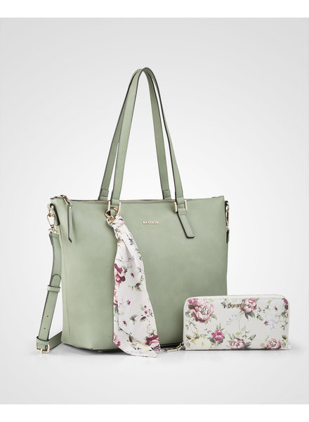 Shop the Look Inga Tote Sage Green + Nelly Botanic Floral Scarf
