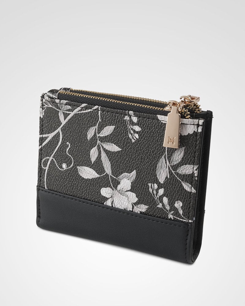 MADISON Arabella Small Double Zip Pocket Wallet - Black Mono Floral