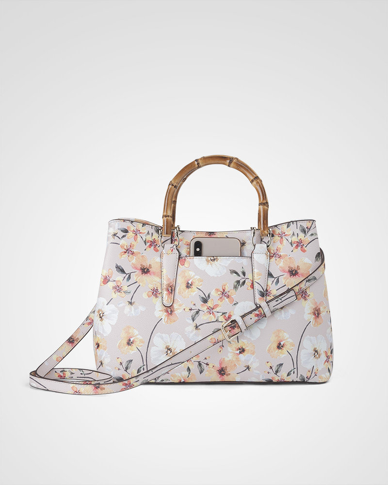 MADISON Eve Bamboo Satchel - Yellow Stone Floral