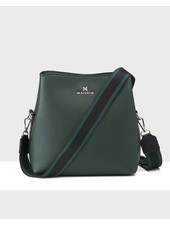 MADISON Joanie Crossbody Bucket Bag - Forest Green/Black+ Green Strap