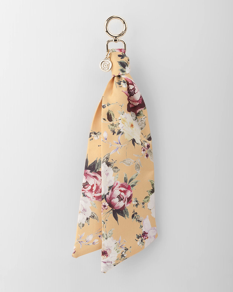 MADISON Evelyn Unlined Shopper Tote + Scarf - Lt Tan/Yellow Botanic Floral
