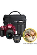 Nikon D3400 Triple Lens Kit [Red]