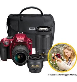 Nikon D3400 Triple Lens Kit [Red]