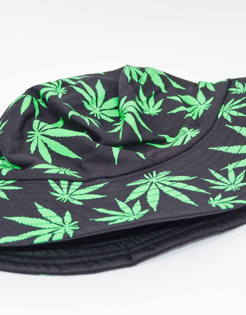 AFG Bucket Hat w/ Green Hemp Leaf Print