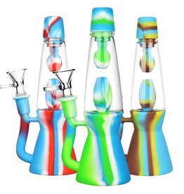 AFG Lava Lamp Silicone & Glass Water Pipe -8" 14mm F Assort Colors