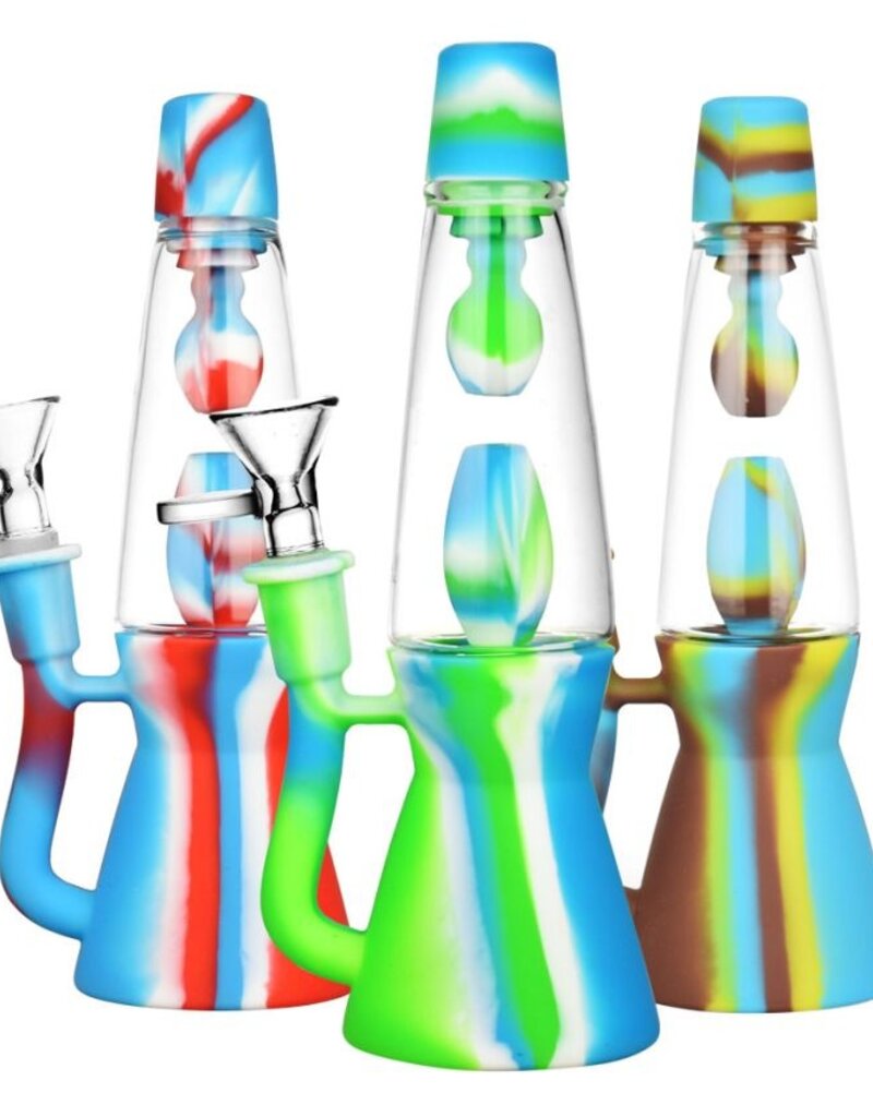 AFG Lava Lamp Silicone & Glass Water Pipe -8" 14mm F Assort Colors