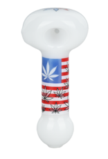 AFG American Leaf Flag Glow Glass Spoon Pipe 4"