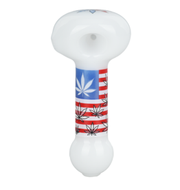 AFG American Leaf Flag Glow Glass Spoon Pipe 4"