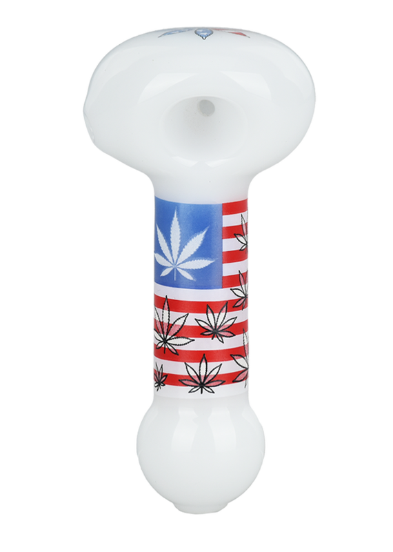 AFG American Leaf Flag Glow Glass Spoon Pipe 4"