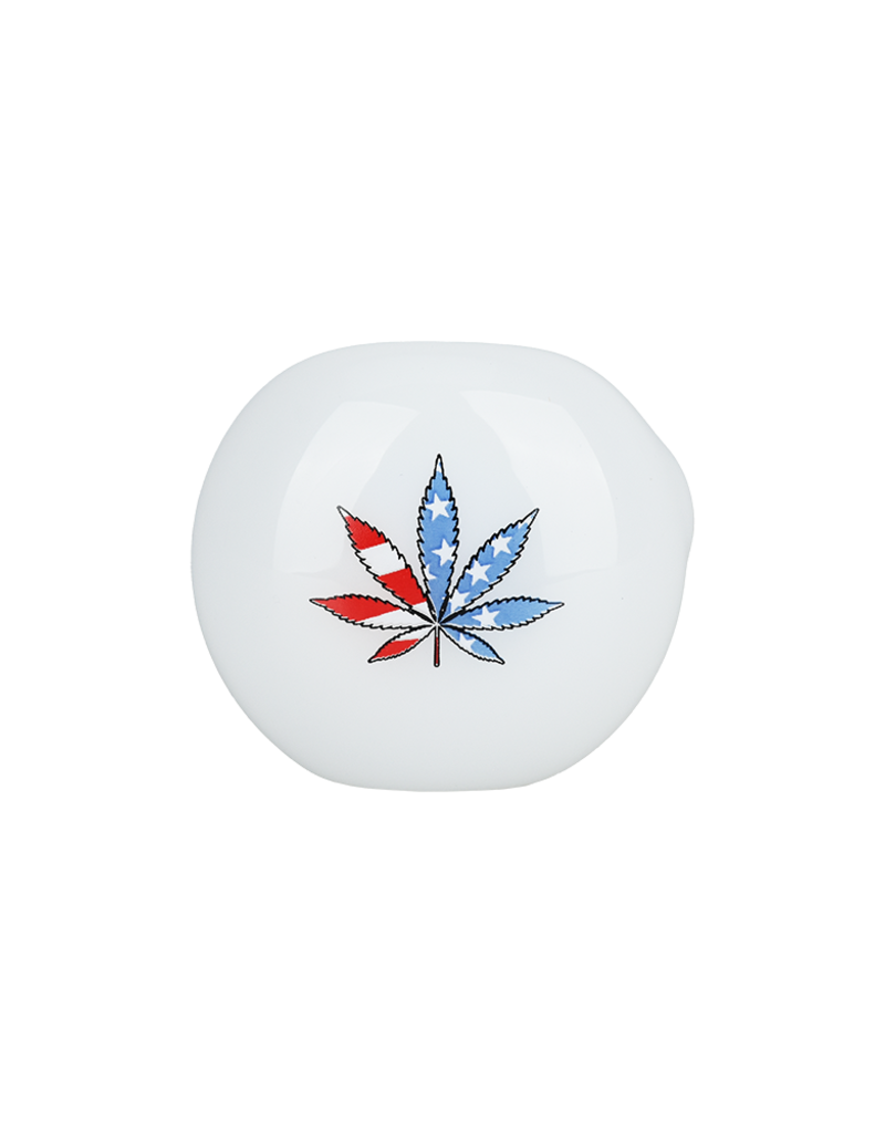 AFG American Leaf Flag Glow Glass Spoon Pipe 4"