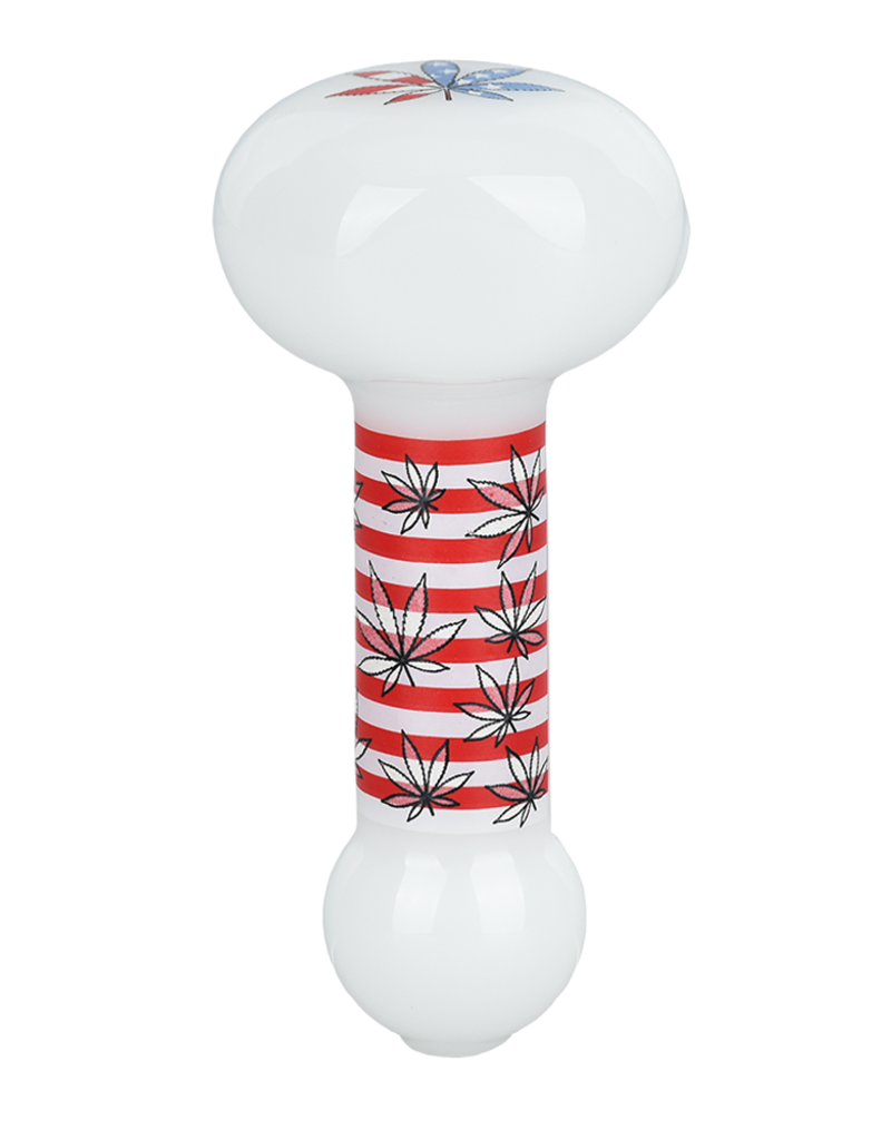 AFG American Leaf Flag Glow Glass Spoon Pipe 4"